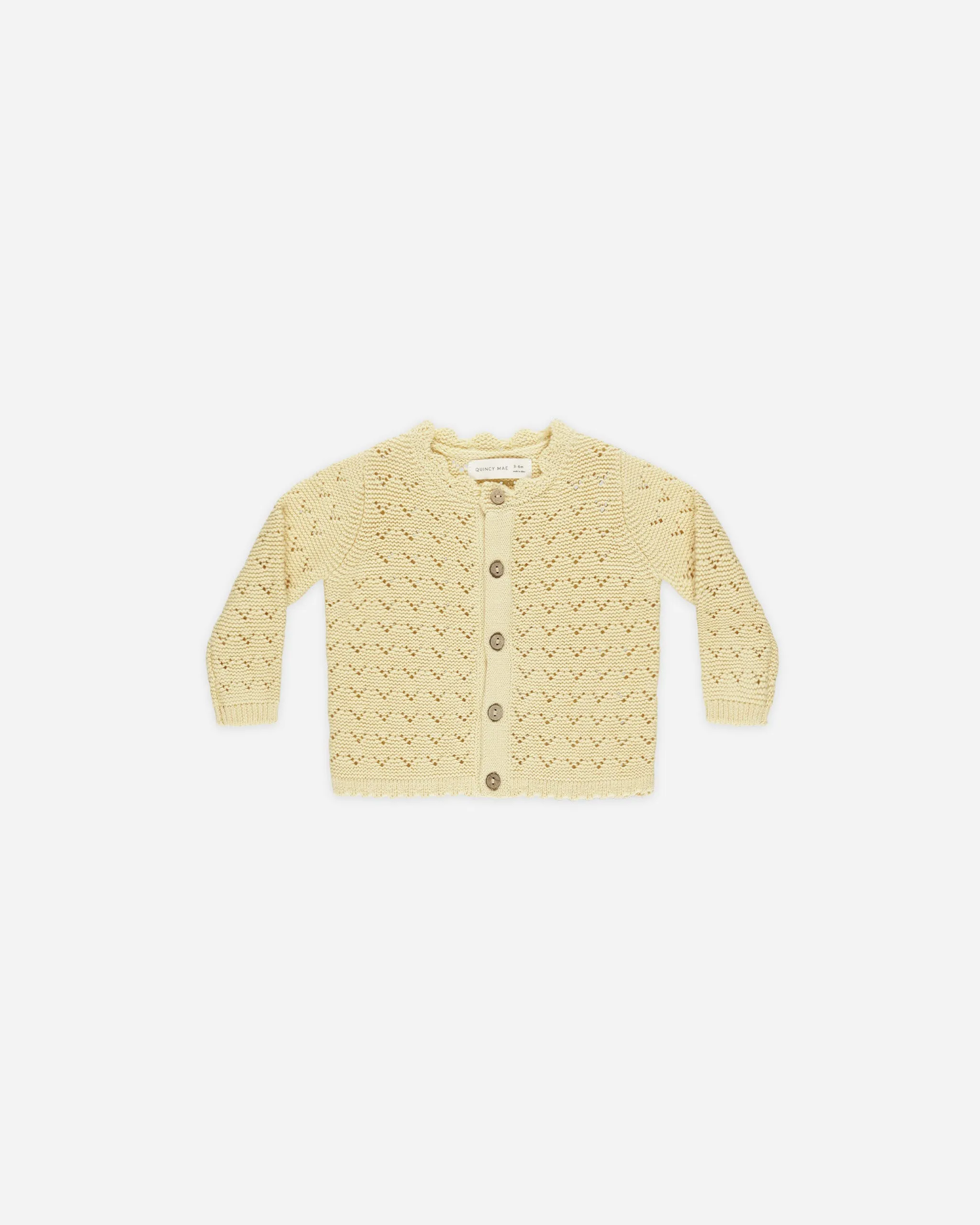 -Scalloped Cardigan || Yellow-