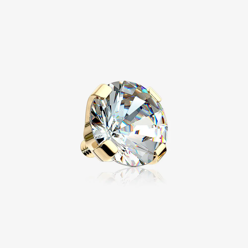 14 Karat Gold Round Prong Set Gem Dermal Anchor Top Part