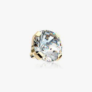 14 Karat Gold Round Prong Set Gem Dermal Anchor Top Part