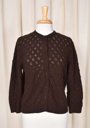 1960s Brown Wavy Knit Cardigan