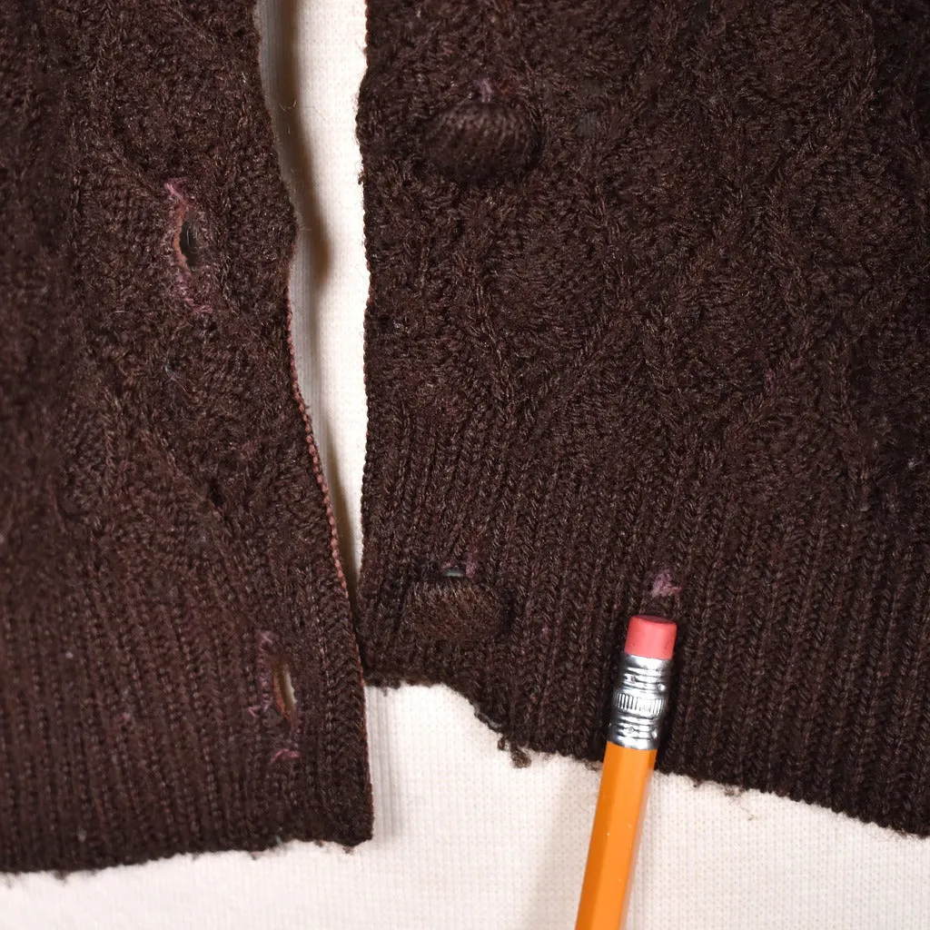 1960s Brown Wavy Knit Cardigan