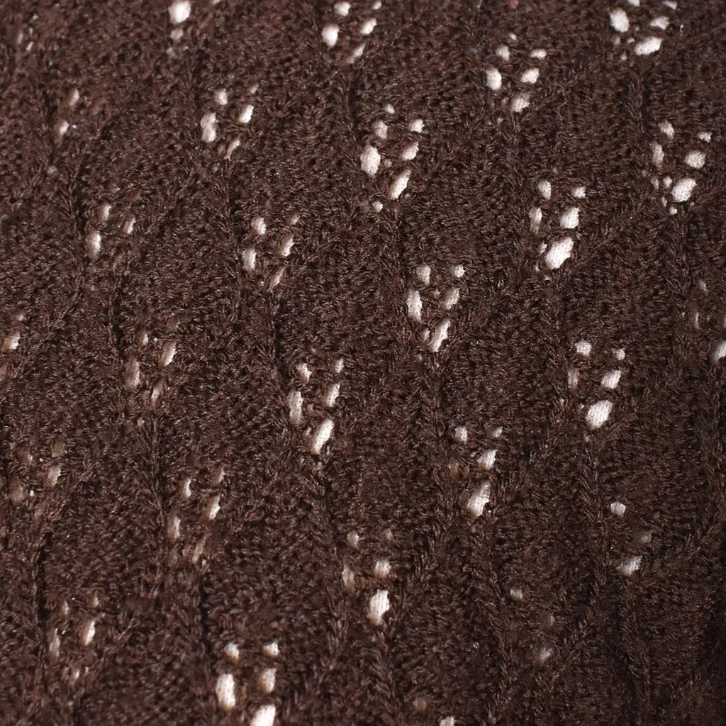 1960s Brown Wavy Knit Cardigan