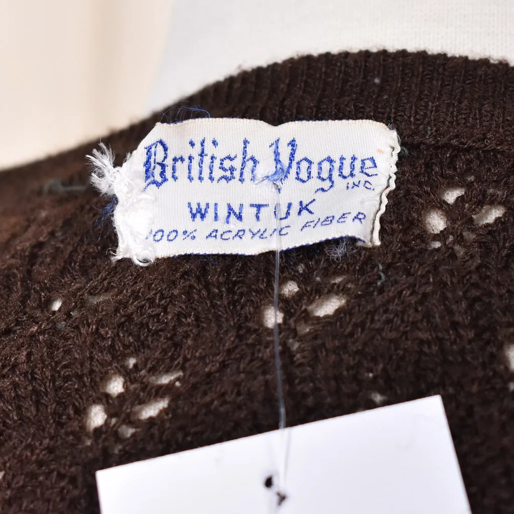1960s Brown Wavy Knit Cardigan