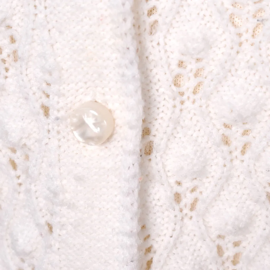 1960s White Wavy Knit Cardigan