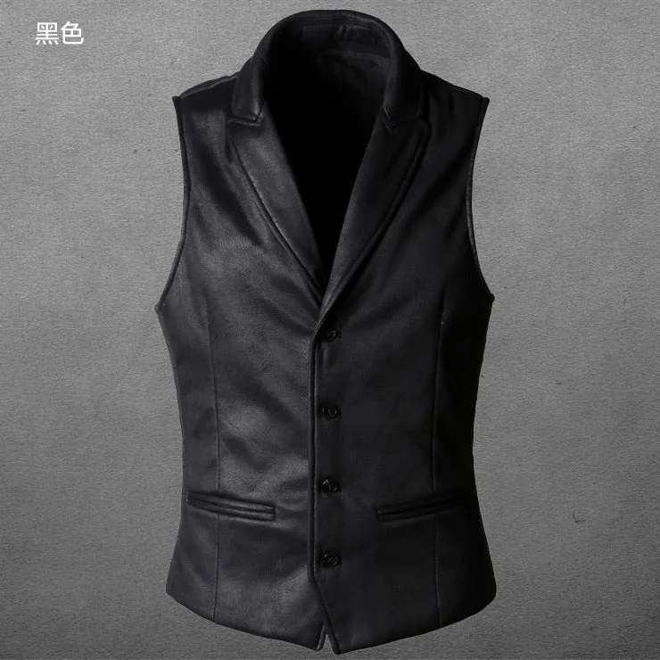 2023 New Men's Single breasted Vest Coat South Korea Fashion Street Dress Sleeveless Top Designer Luxury Suede Men's Wear