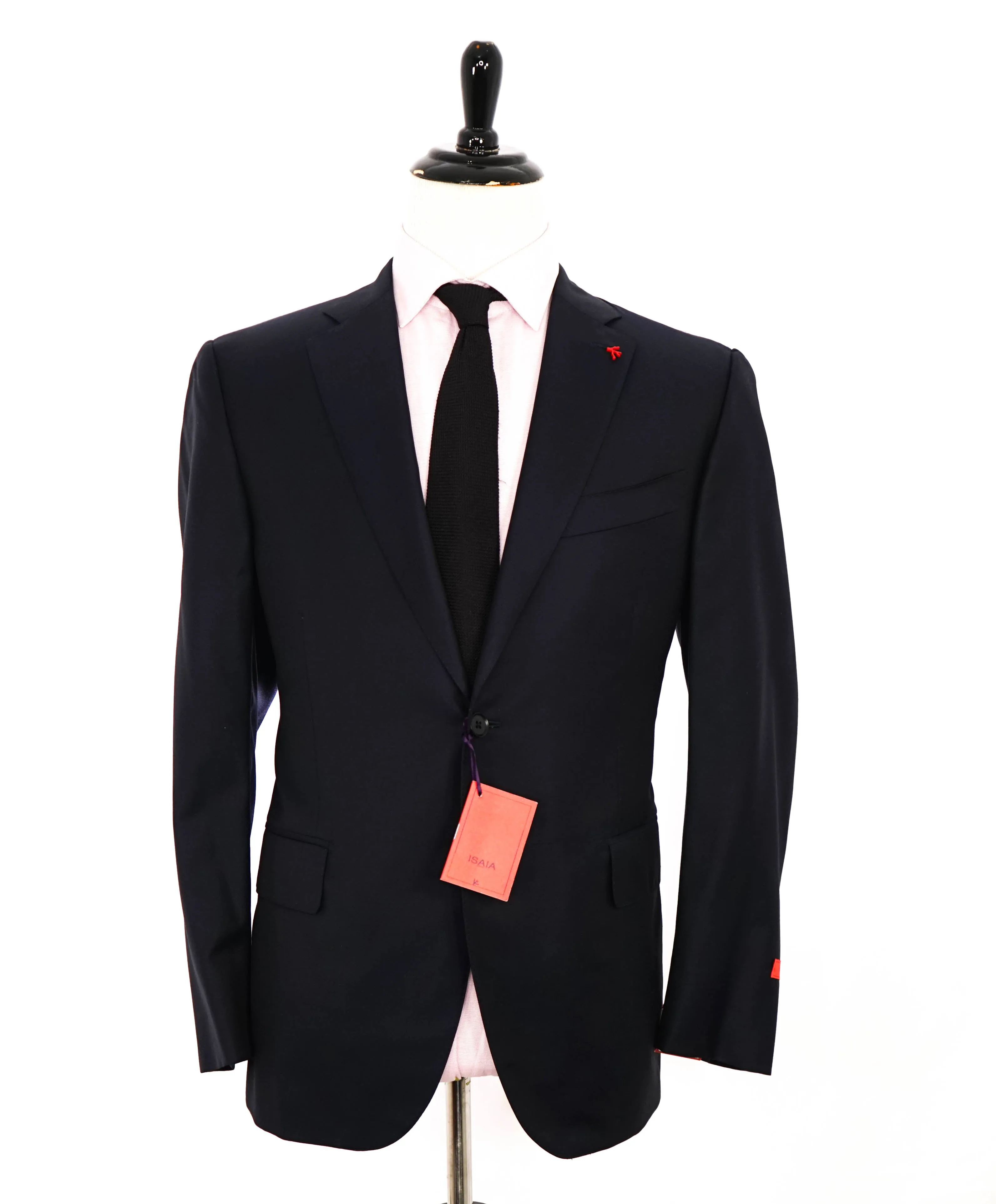 $3,750 ISAIA - Navy Blue "AQUASPIDER" *CLOSET STAPLE* Coral Pin Suit - 44S