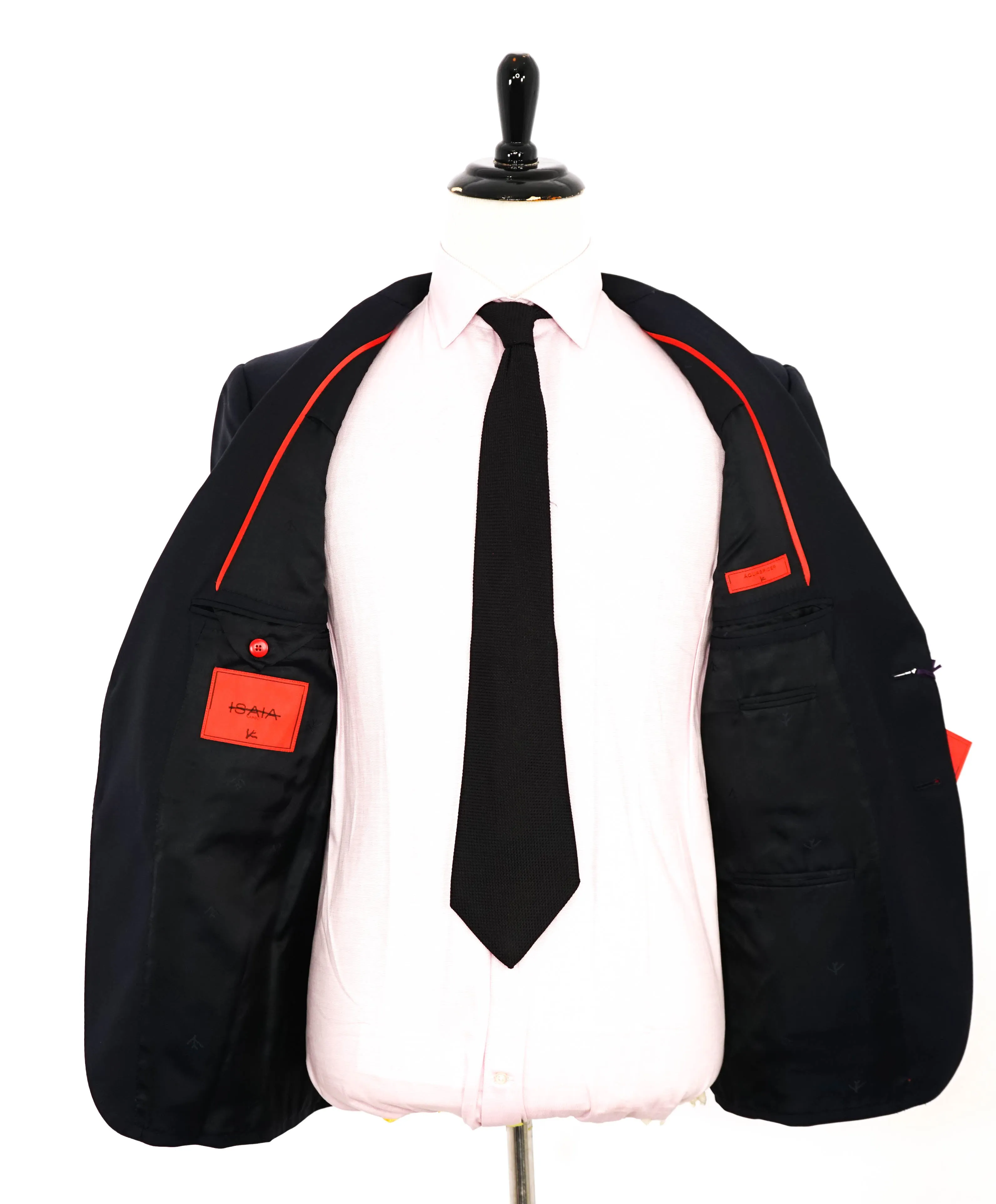 $3,750 ISAIA - Navy Blue "AQUASPIDER" *CLOSET STAPLE* Coral Pin Suit - 44S