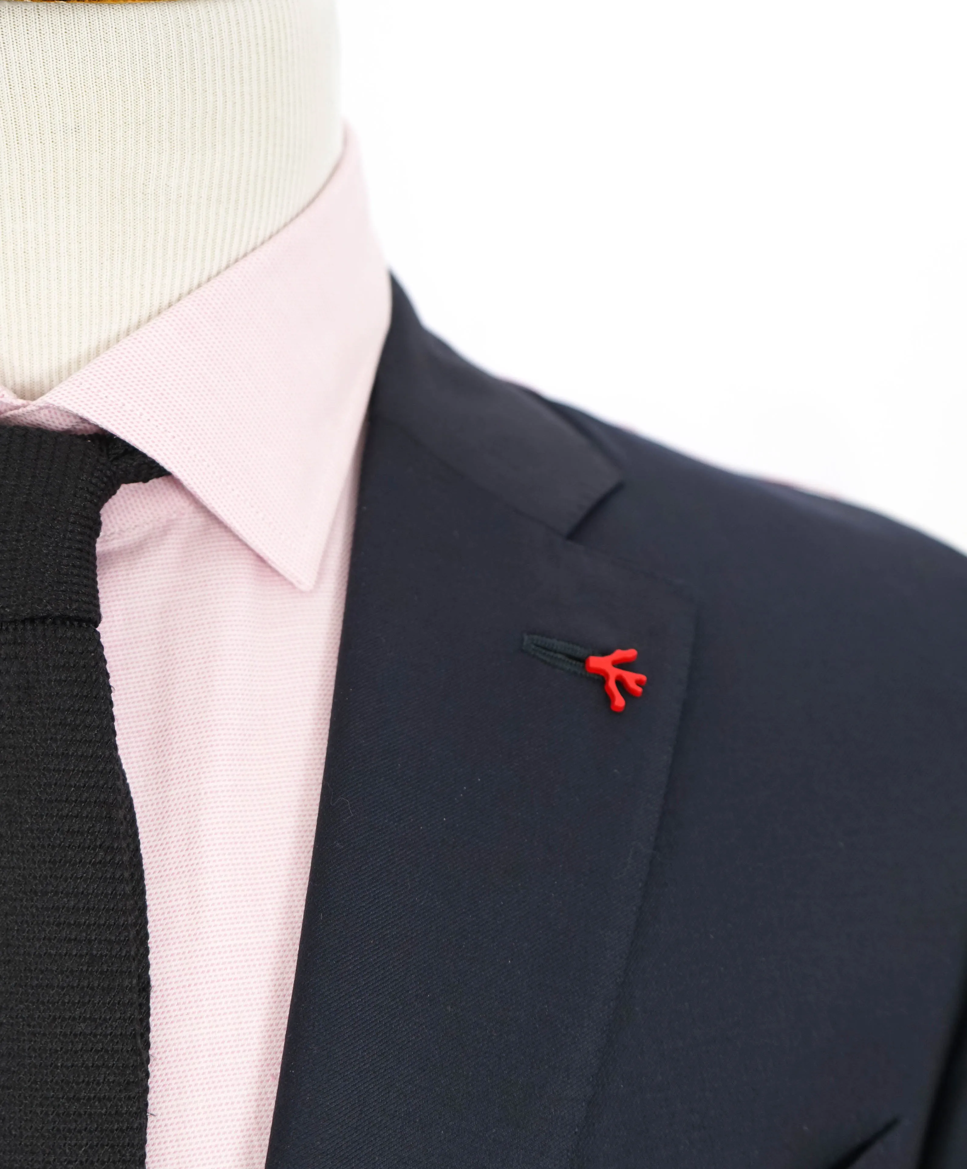 $3,750 ISAIA - Navy Blue "AQUASPIDER" *CLOSET STAPLE* Coral Pin Suit - 44S