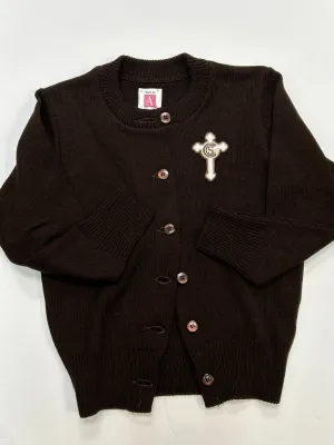 A  Jewel Neck Cardigan Brown CCS