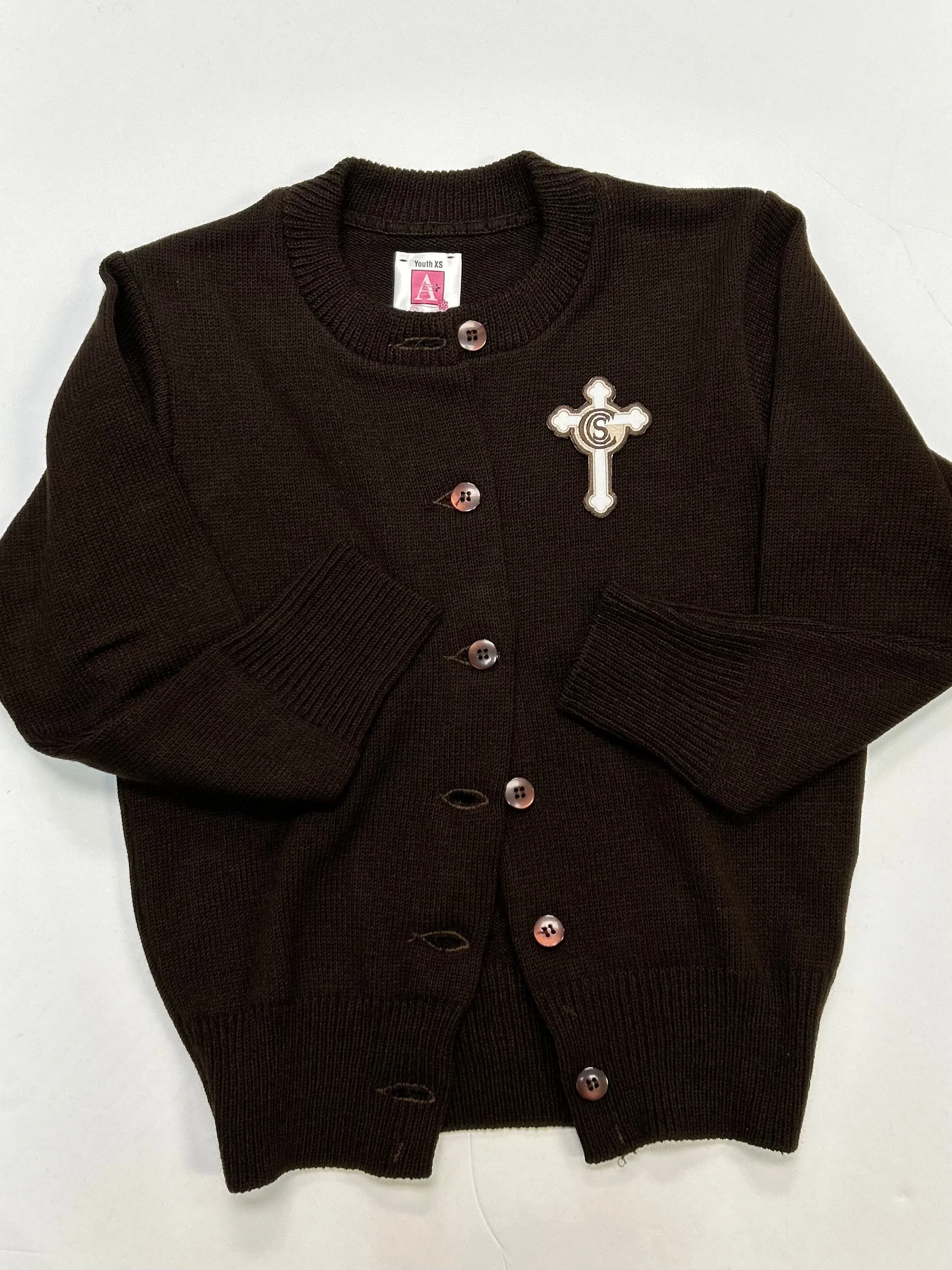 A  Jewel Neck Cardigan Brown CCS