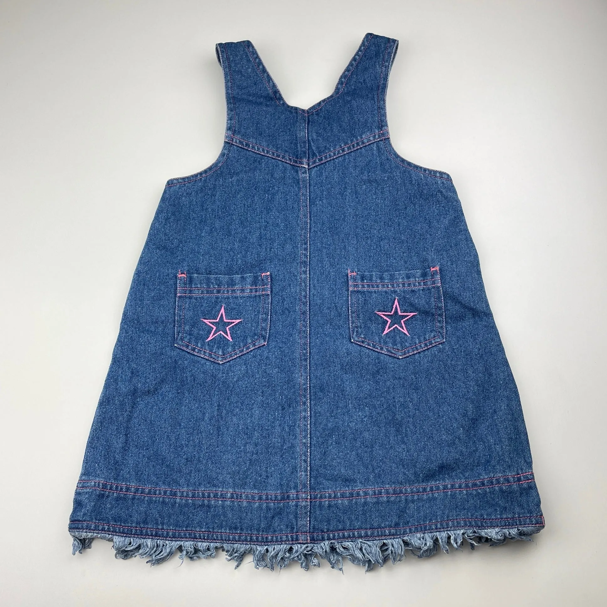 Adams embroidered denim overalls dress / pinafore, size 4, Pre-loved