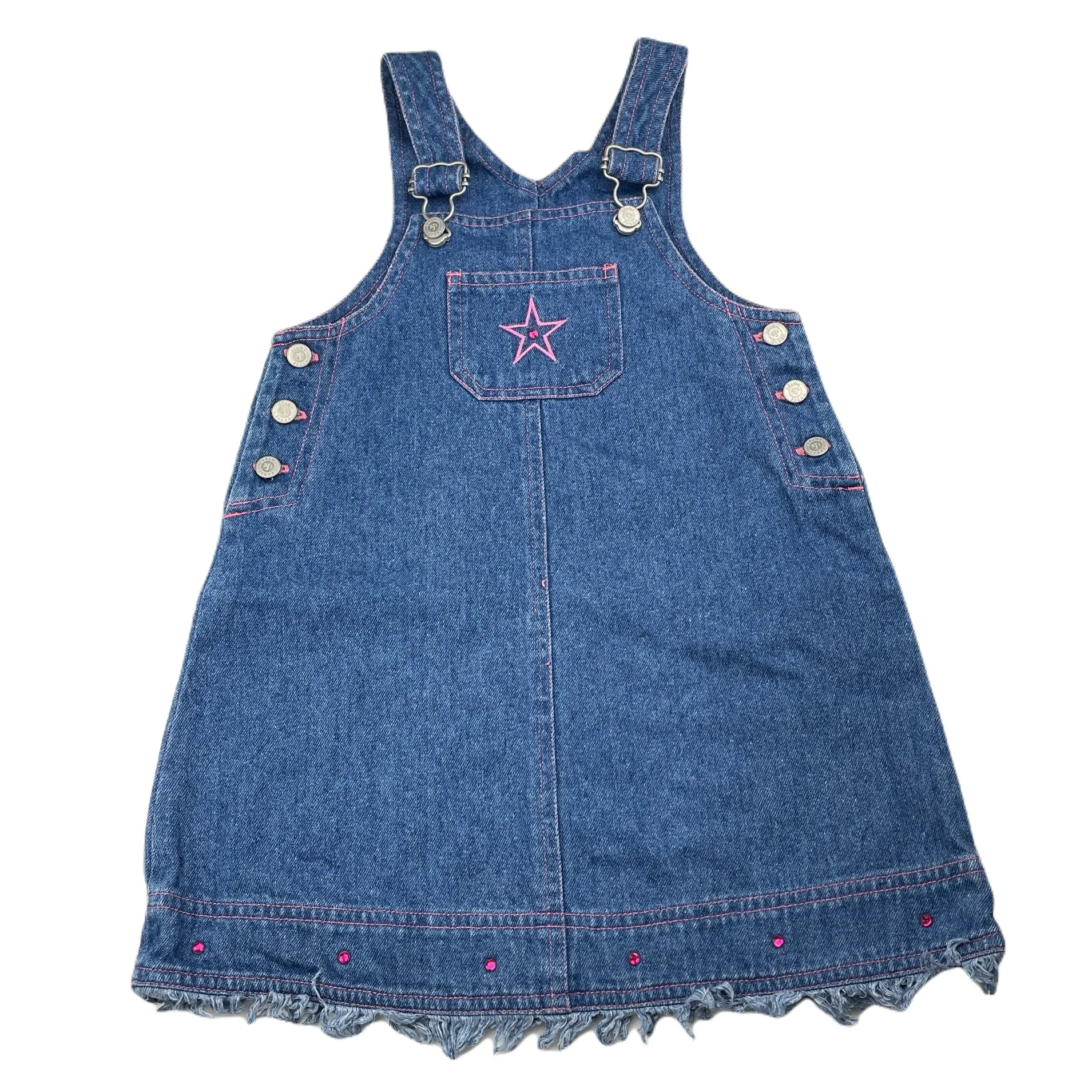 Adams embroidered denim overalls dress / pinafore, size 4, Pre-loved