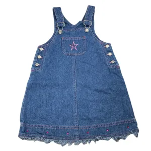 Adams embroidered denim overalls dress / pinafore, size 4, Pre-loved