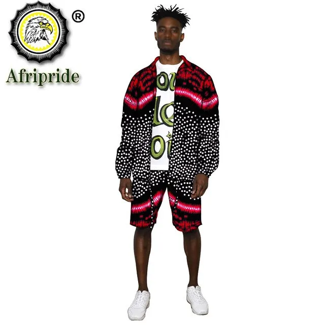 African Clothes for Men Print Jacket and Shorts 2 Piece Set Dashiki Outfits Open Front Coats Ankara Outwear Tracksuit S2016038