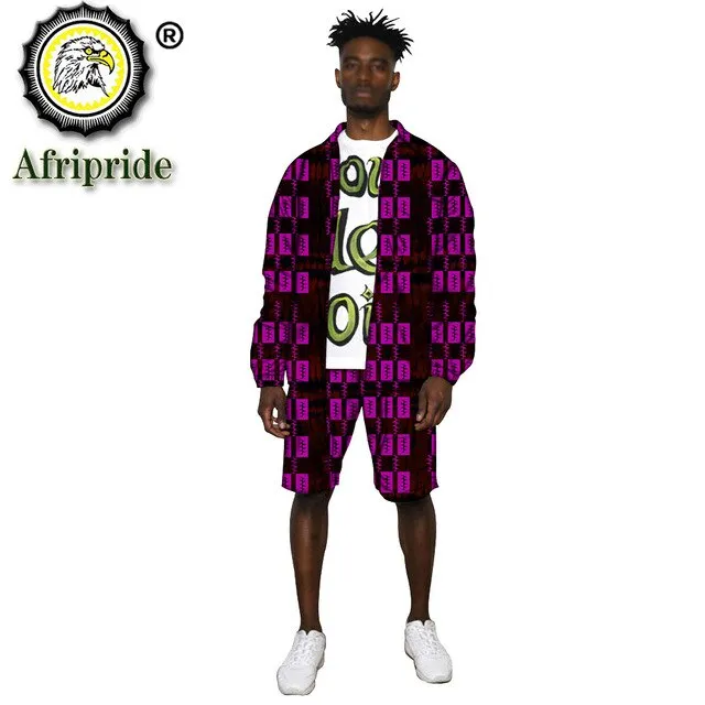 African Clothes for Men Print Jacket and Shorts 2 Piece Set Dashiki Outfits Open Front Coats Ankara Outwear Tracksuit S2016038
