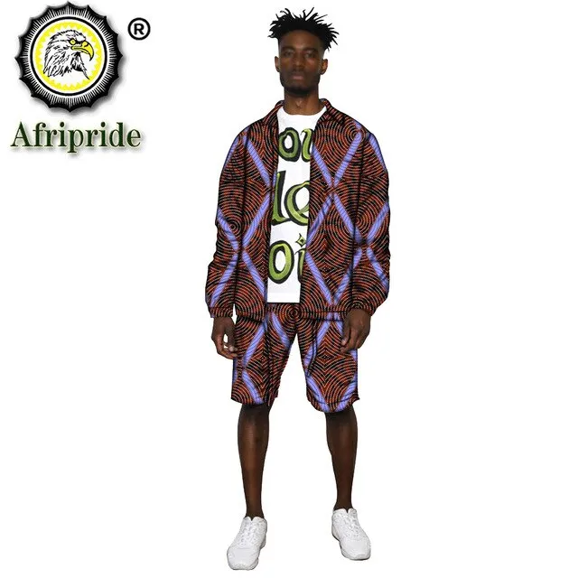 African Clothes for Men Print Jacket and Shorts 2 Piece Set Dashiki Outfits Open Front Coats Ankara Outwear Tracksuit S2016038