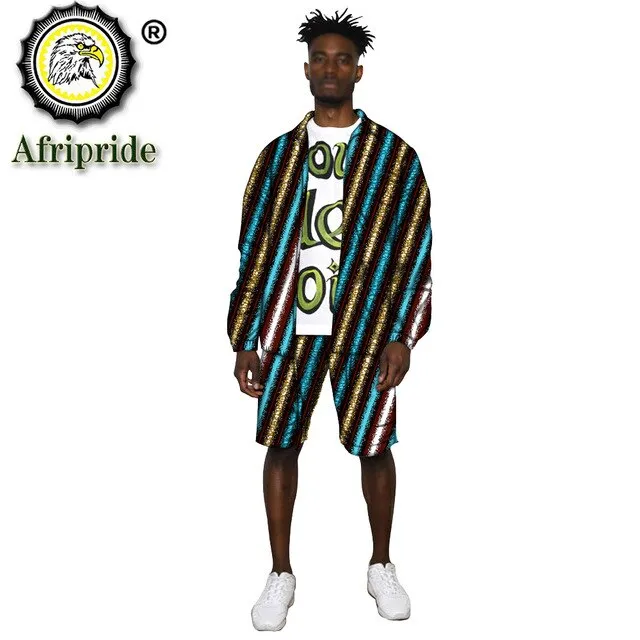 African Clothes for Men Print Jacket and Shorts 2 Piece Set Dashiki Outfits Open Front Coats Ankara Outwear Tracksuit S2016038