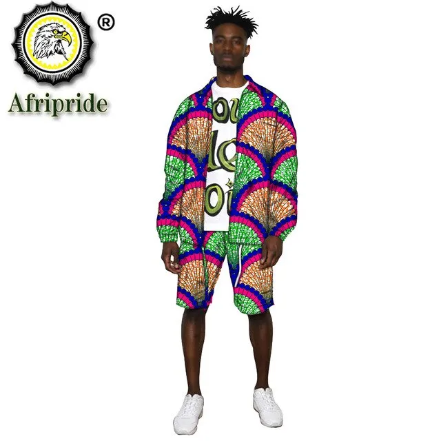 African Clothes for Men Print Jacket and Shorts 2 Piece Set Dashiki Outfits Open Front Coats Ankara Outwear Tracksuit S2016038