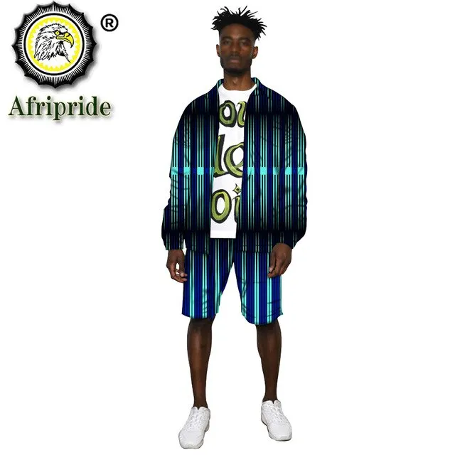 African Clothes for Men Print Jacket and Shorts 2 Piece Set Dashiki Outfits Open Front Coats Ankara Outwear Tracksuit S2016038