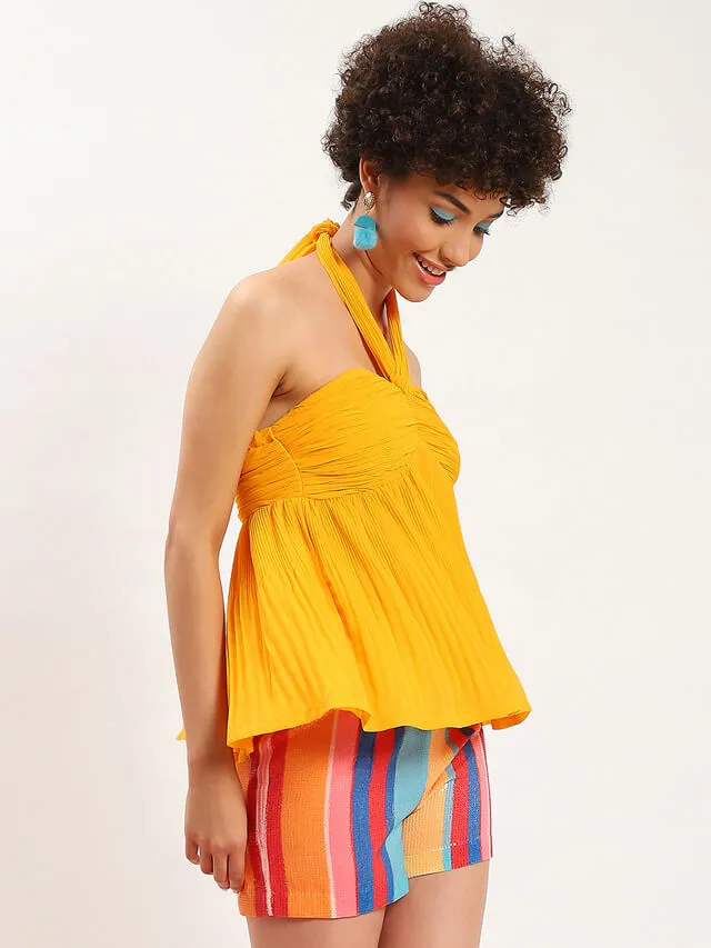 Amanda mango ruched peplum top