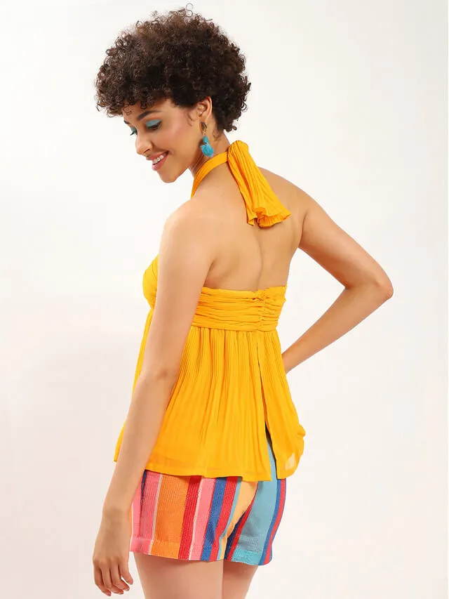 Amanda mango ruched peplum top