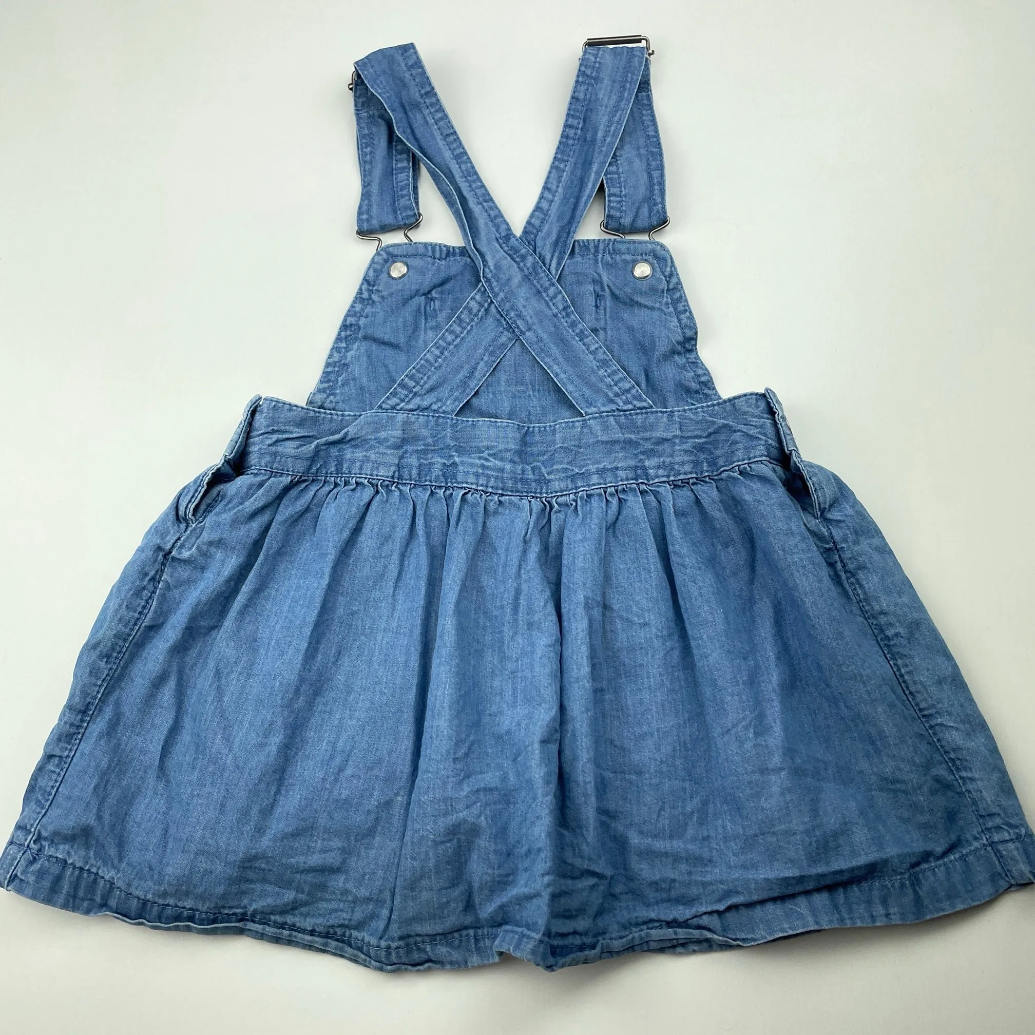 Anko chambray cotton overalls dress / pinafore, size 2, Pre-loved