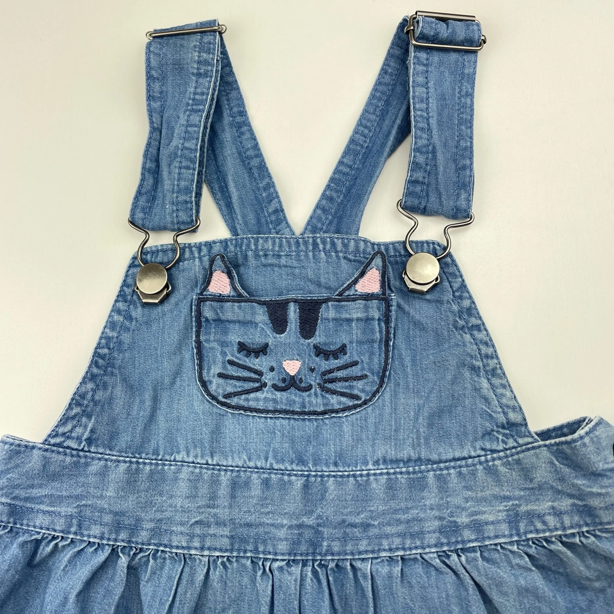 Anko chambray cotton overalls dress / pinafore, size 2, Pre-loved