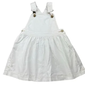 Anko white stretch denim overalls dress / pinafore, size 3, Pre-loved