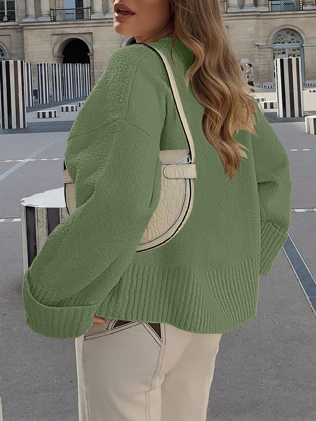 ANRABESS Women's Oversized Crewneck Long Sleeve Fuzzy Knit Casual Chunky Warm 2024 Fall Pullover Sweaters Top Trendy Outfits