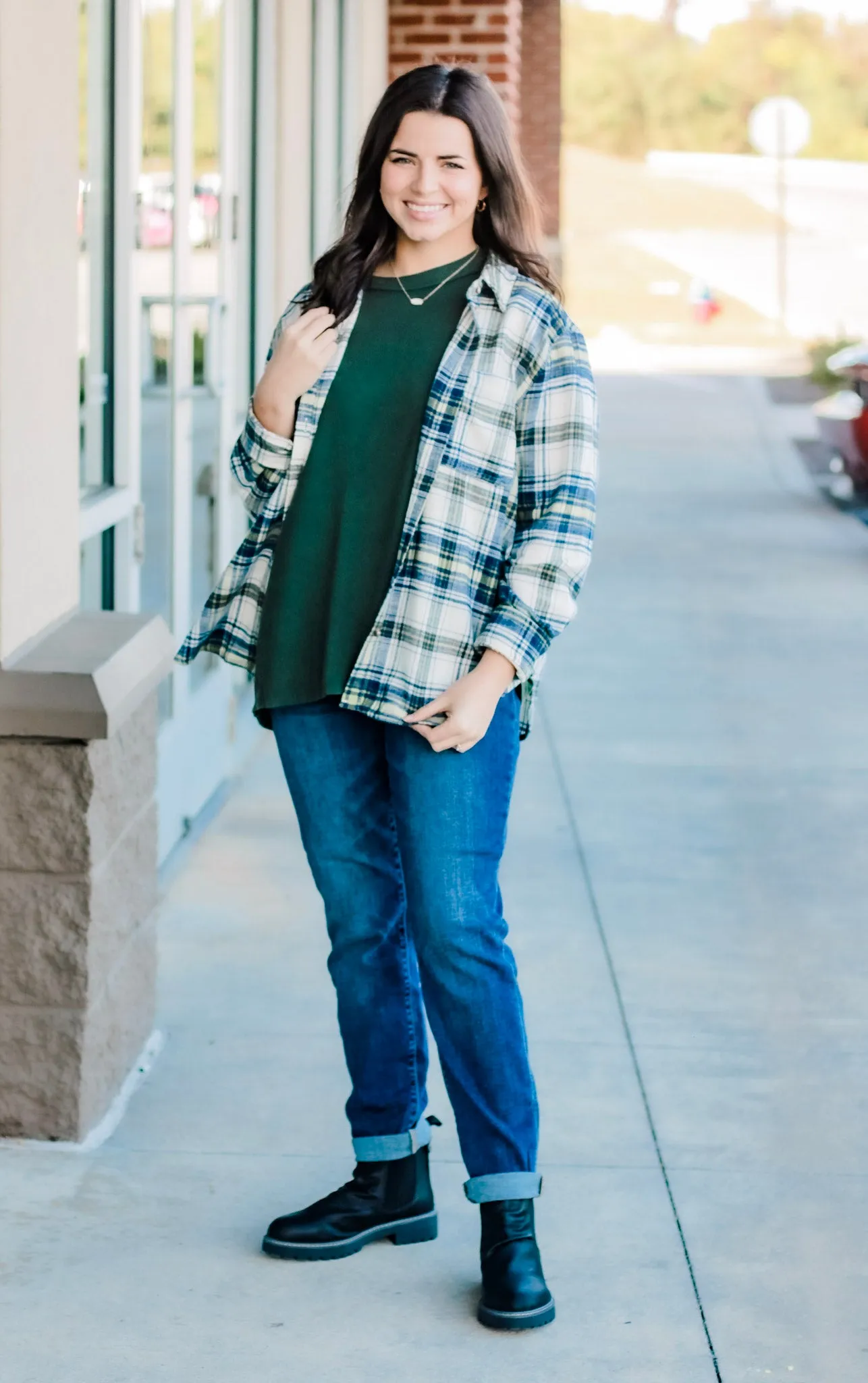 Around Town Flannel in Navy