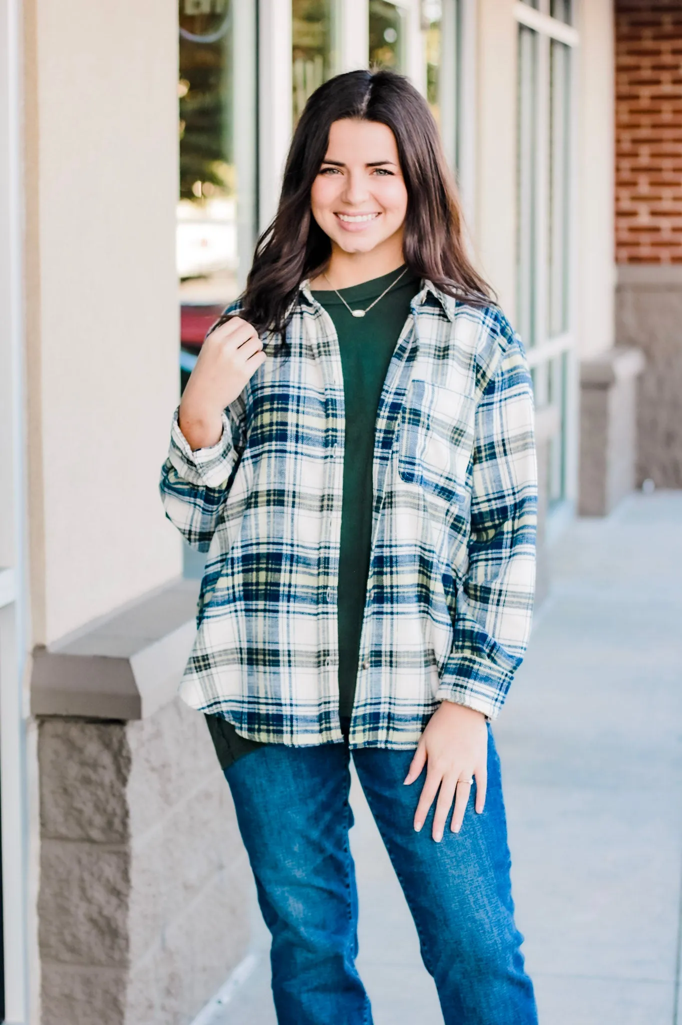 Around Town Flannel in Navy
