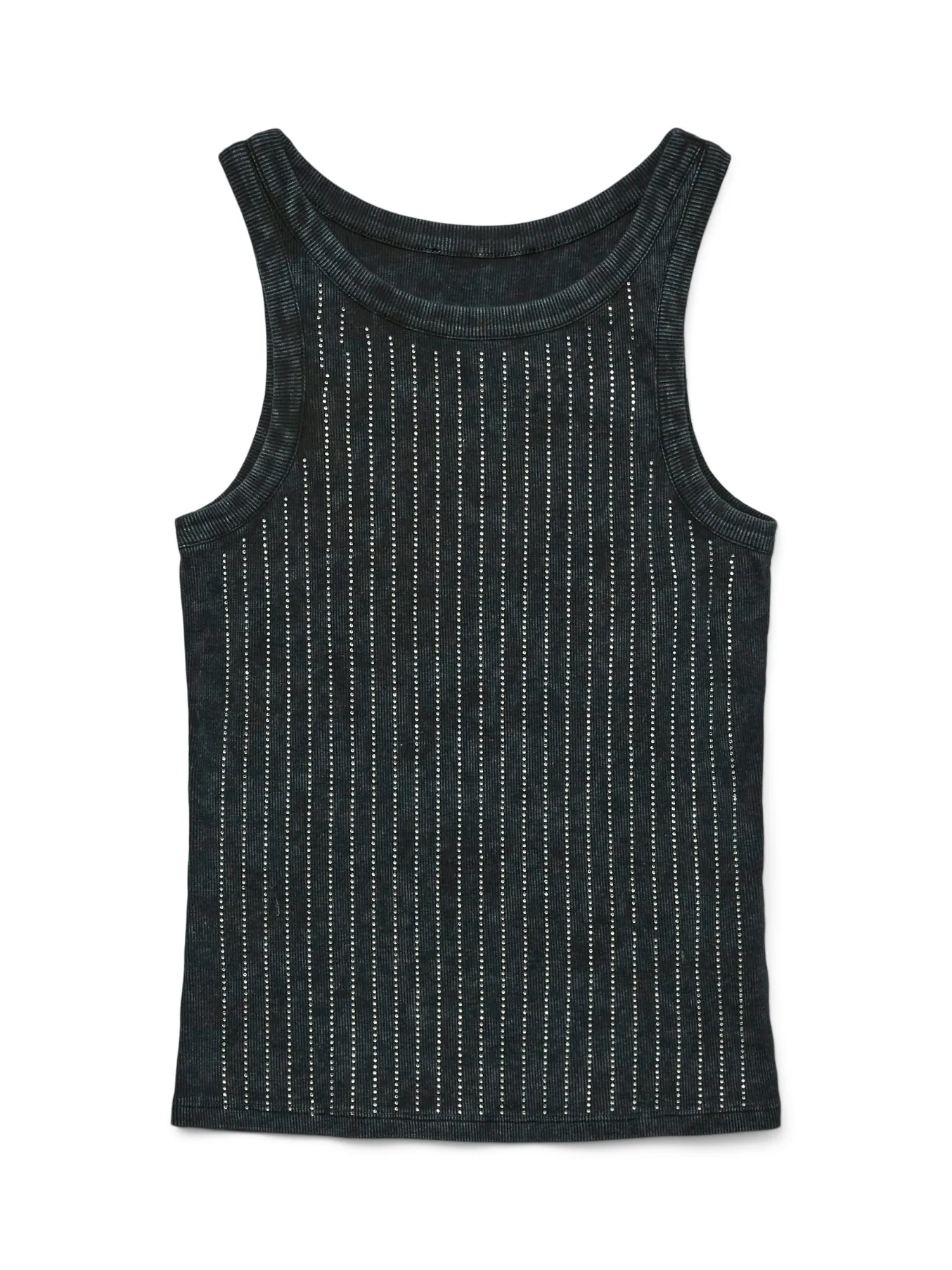 Asphalt Grey Rhinestone Vest Top