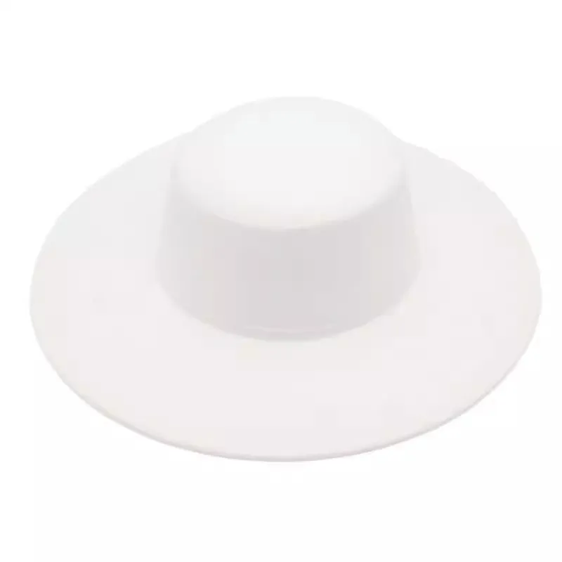 Autumn-Winter Flat-Top Wool Felt Hat for Women with Large Brim, Versatile Felt Hat, Jazz Hat in French Style, French Hepburn-Style Hat.C-240826-3
