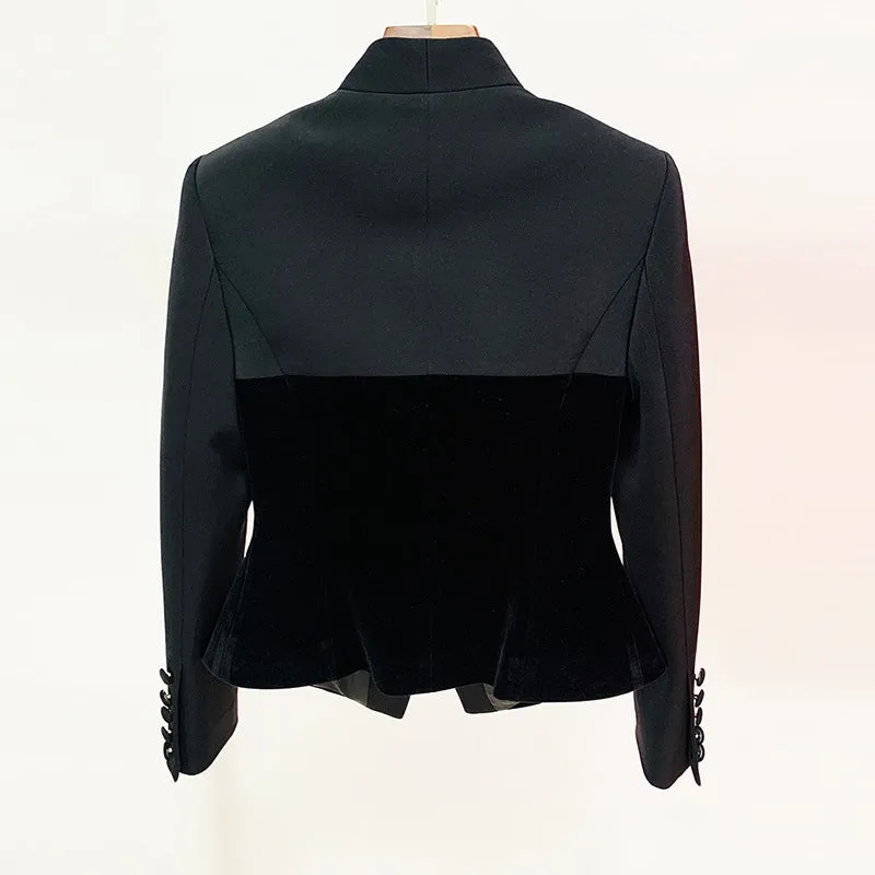 Autumn Winter Stars Slim Structure Profile Velvet Stitching Blazer