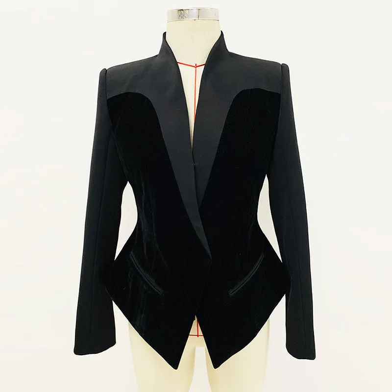 Autumn Winter Stars Slim Structure Profile Velvet Stitching Blazer