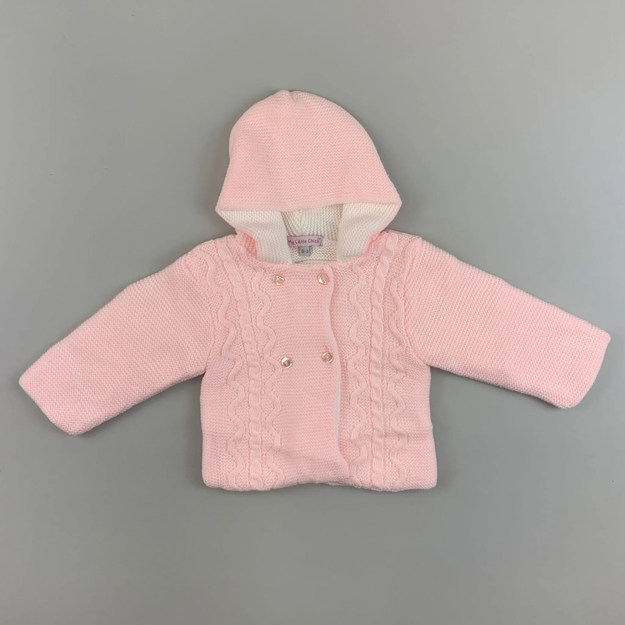 Baby Knitted Jacket Cable Knitted Design - Pink