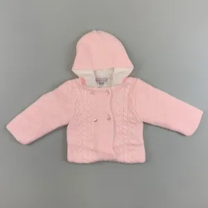 Baby Knitted Jacket Cable Knitted Design - Pink