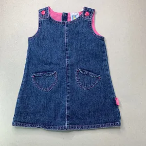 Baby World denim pinafore dress, size 0, Pre-loved