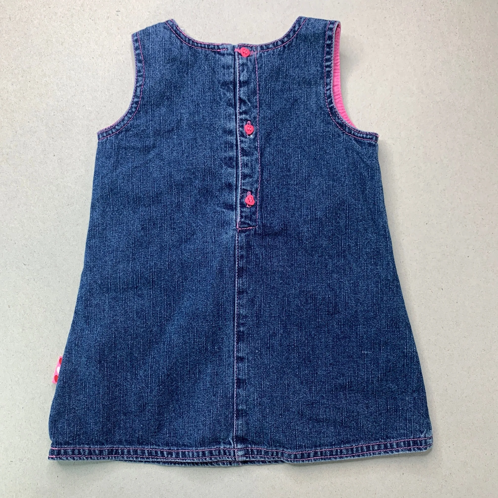 Baby World denim pinafore dress, size 0, Pre-loved