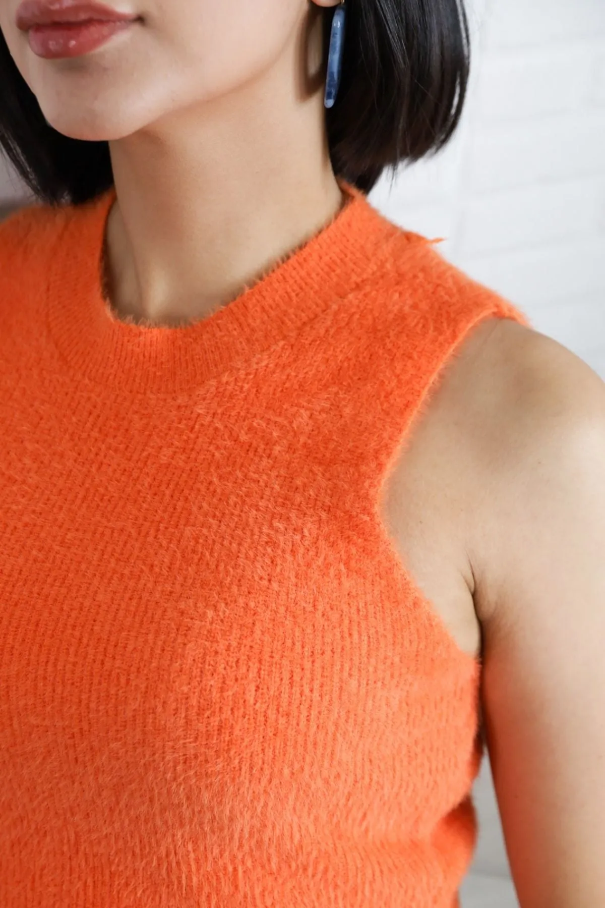 BAILEY Fuzzy Knit Tank Top (Orange)