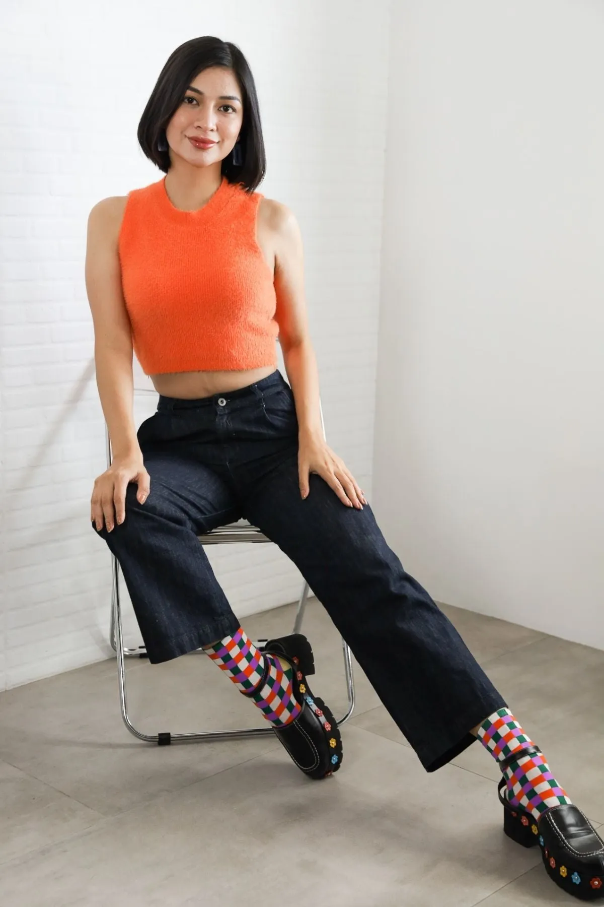 BAILEY Fuzzy Knit Tank Top (Orange)