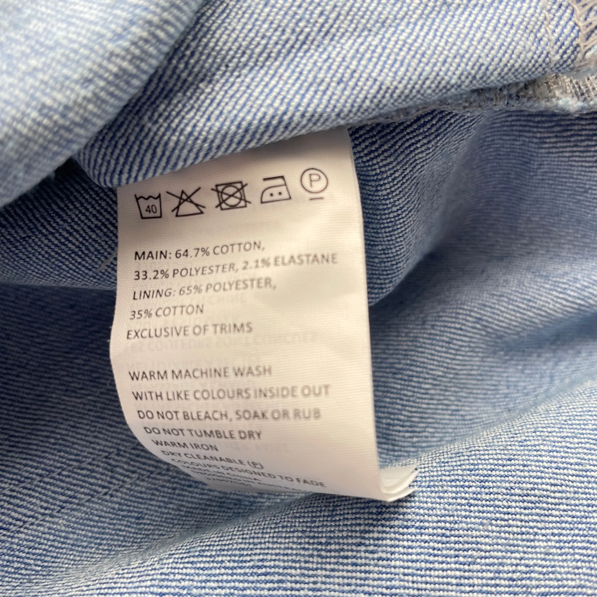 Bardot Junior blue stretch denim overalls dress / pinafore, small mark on front, size 5, Pre-loved