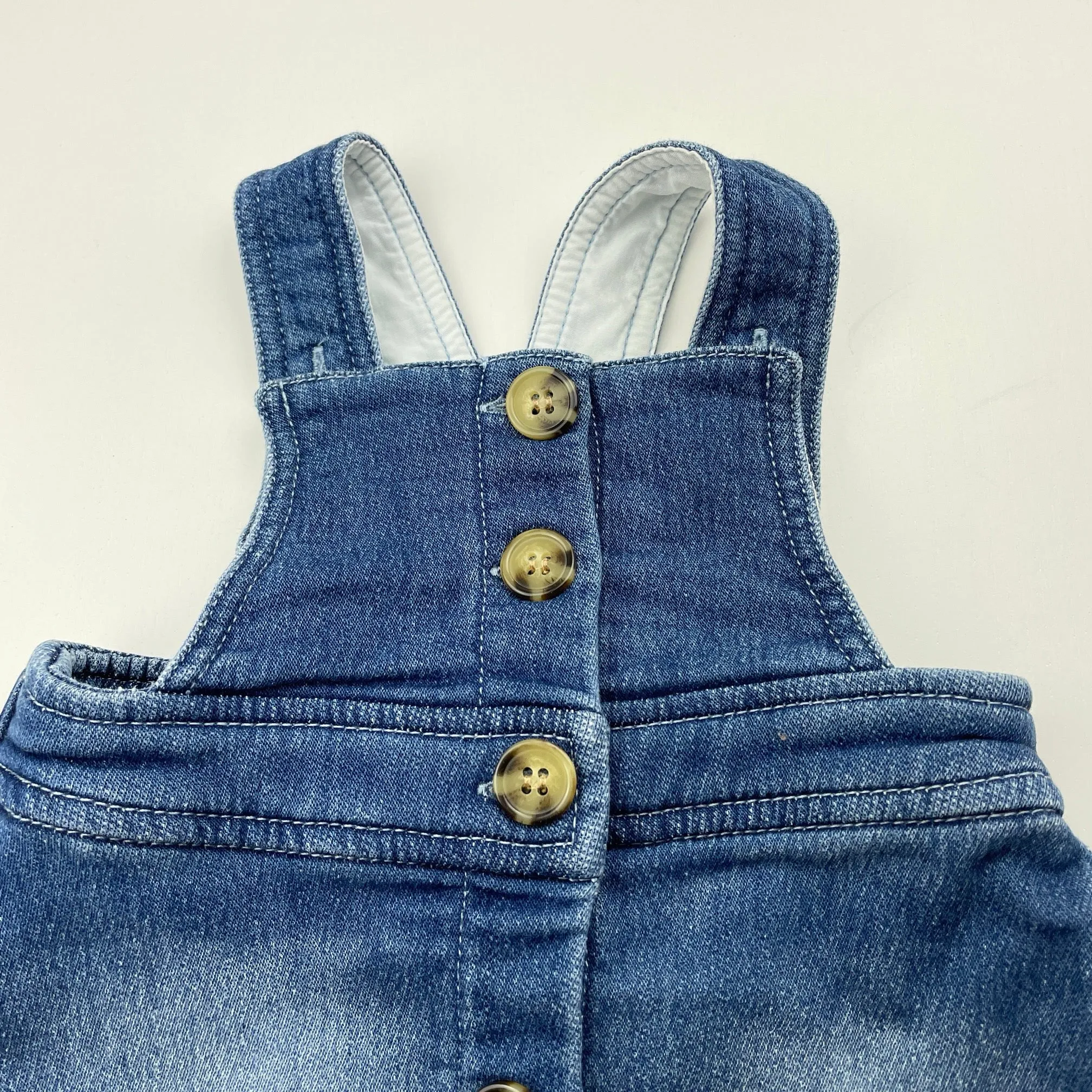 Bardot Junior stretchy knit denim overalls dress / pinafore, size 000, Pre-loved
