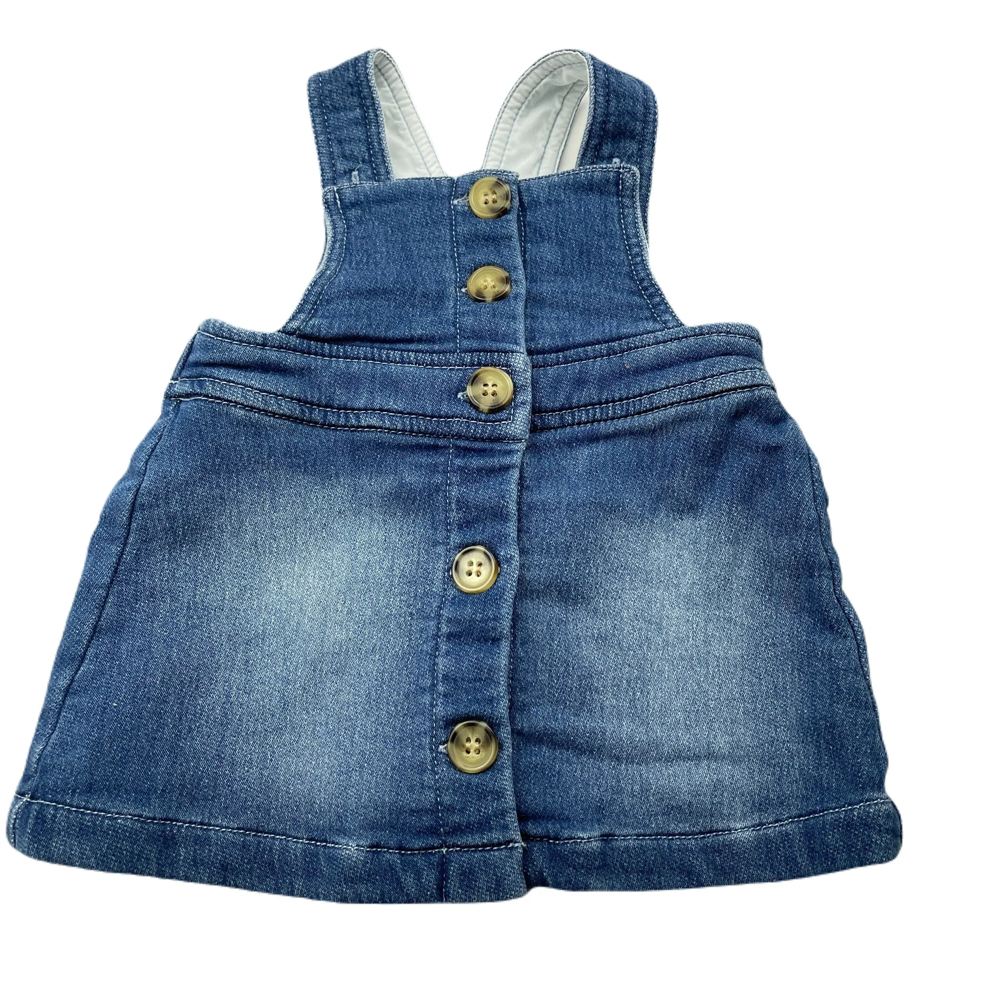 Bardot Junior stretchy knit denim overalls dress / pinafore, size 000, Pre-loved