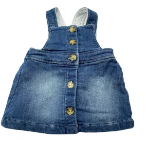 Bardot Junior stretchy knit denim overalls dress / pinafore, size 000, Pre-loved