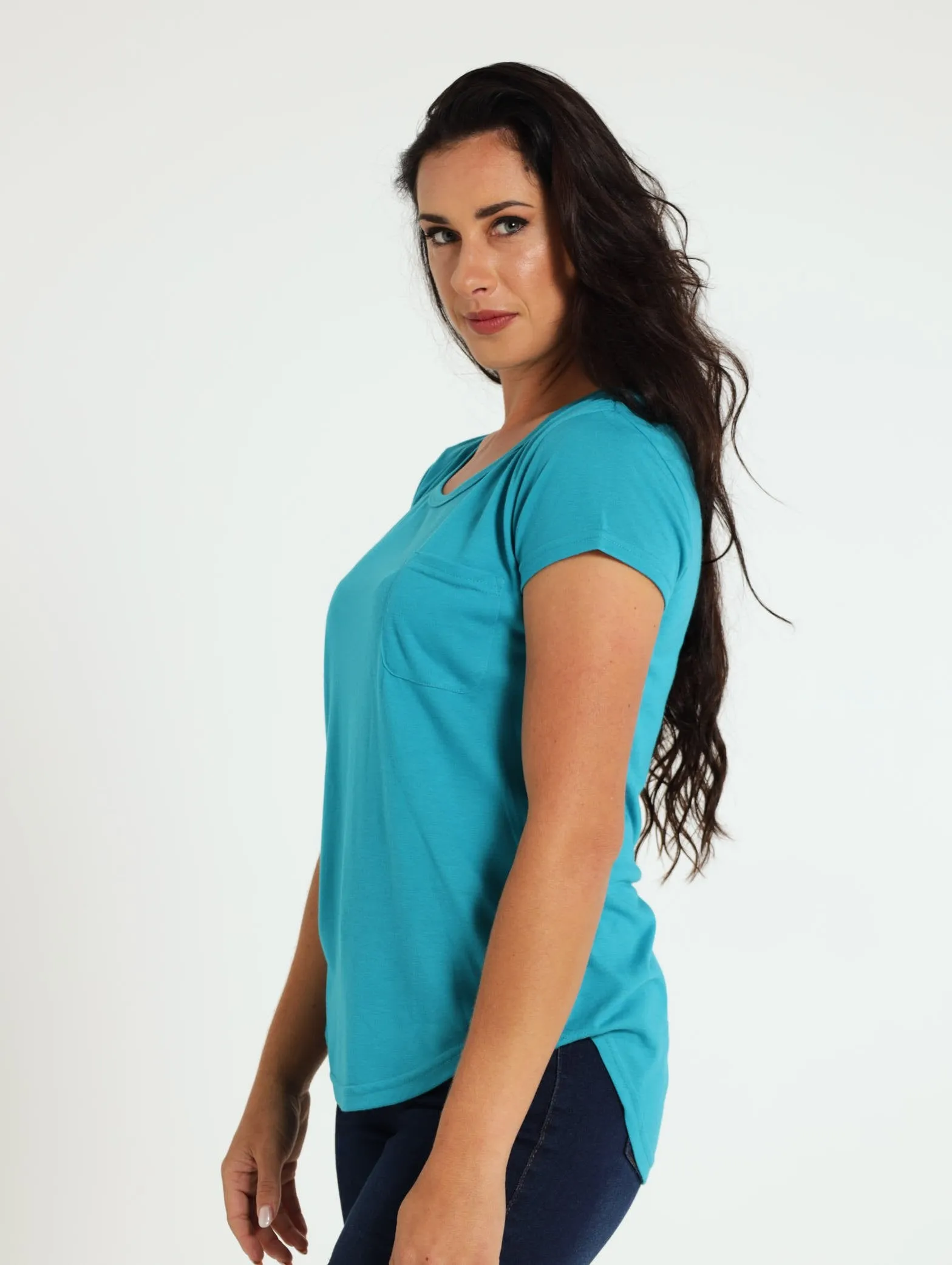 Basic Pocket Tee - Turquoise