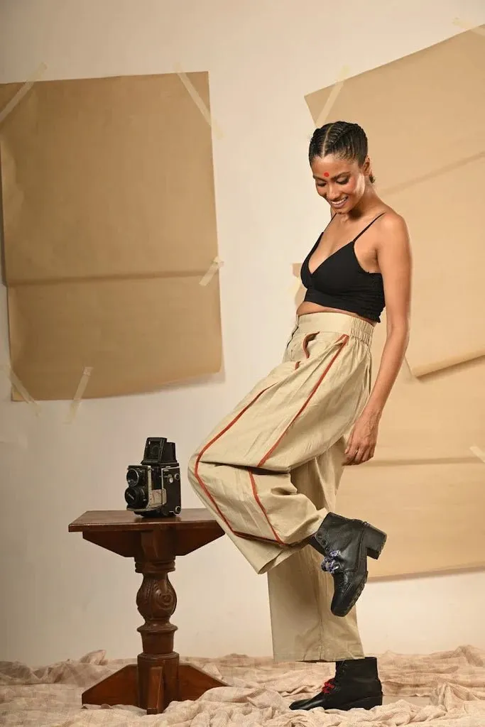 Beige Flared Pants