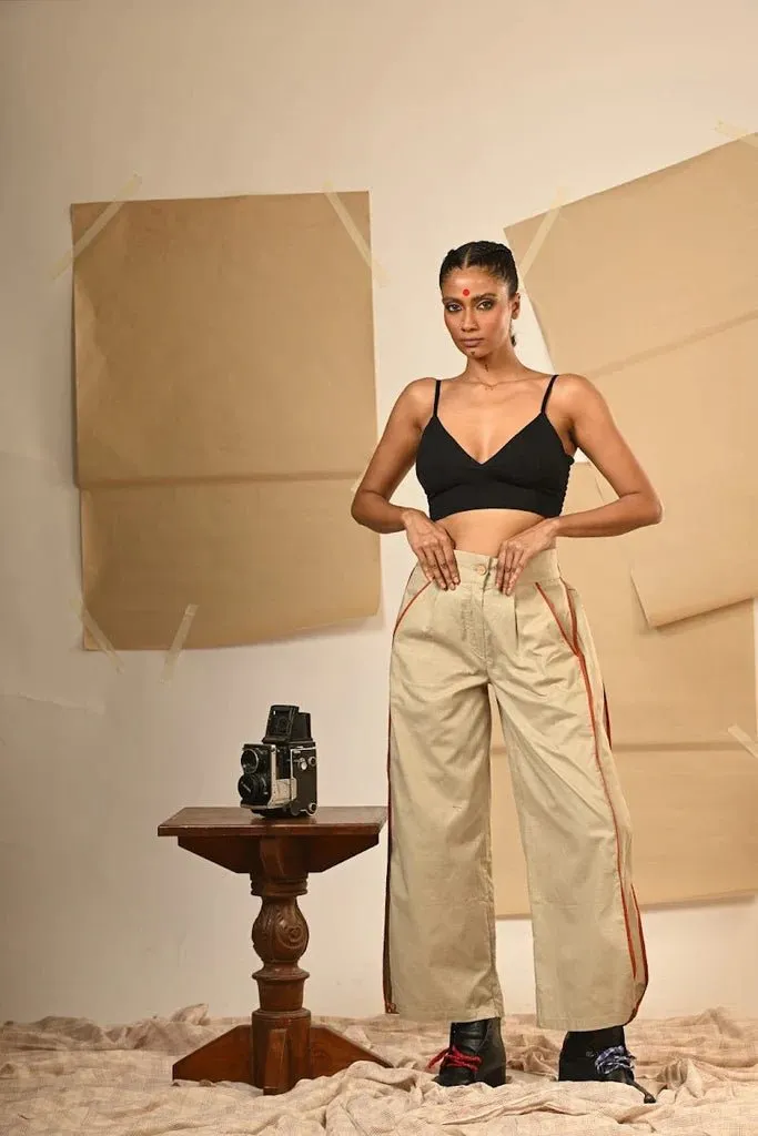 Beige Flared Pants