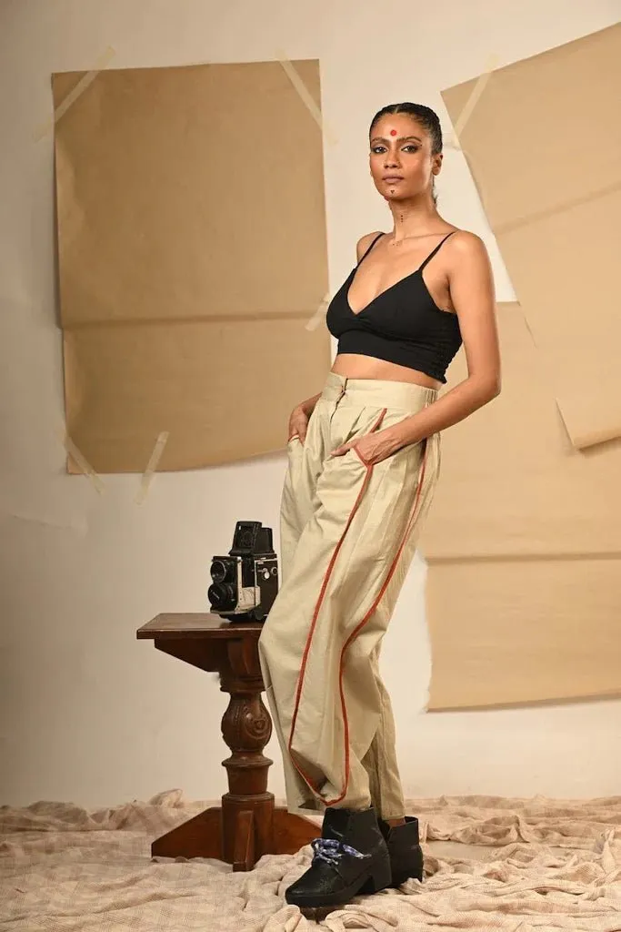 Beige Flared Pants