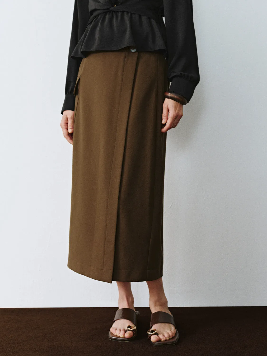 Belt Decor Straight Skirts